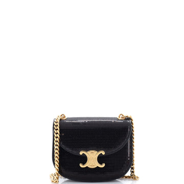 Celine Triomphe Besace Clea Chain Flap Bag Sequins
