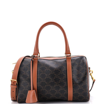 Celine Boston Bag Triomphe Coated Canvas Large