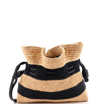 Loewe Flamenco Knot Clutch Striped Raffia Small