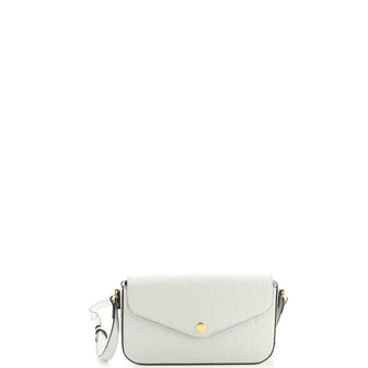 Gucci Envelope Flap Crossbody Bag Jumbo GG Embossed Leather Super Mini