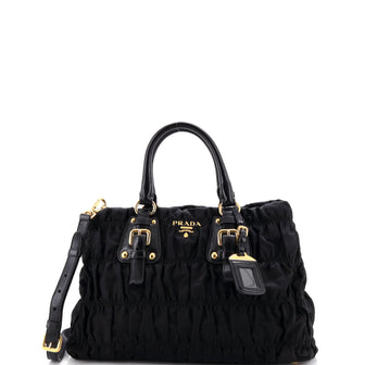 Prada Gaufre Convertible Tote Leather and Tessuto Large