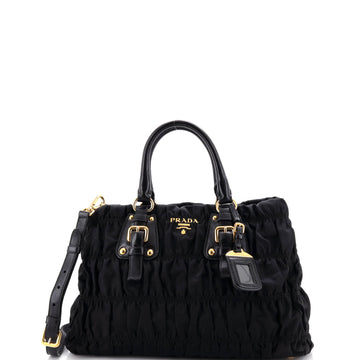 Prada Gaufre Convertible Tote Leather and Tessuto Large