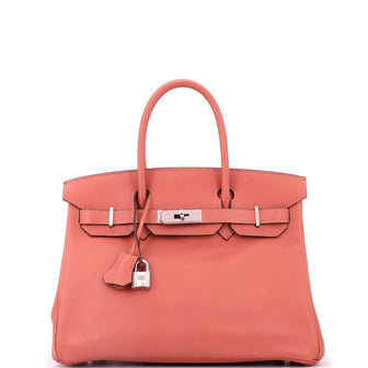 Hermes Birkin Handbag Pink Swift with Palladium Hardware 30
