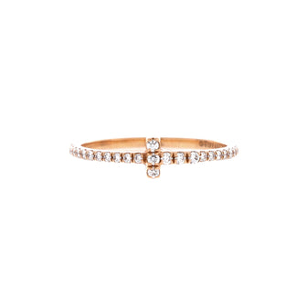 Tiffany & Co. T Wire Band Ring 18K Rose Gold with Pave Diamonds