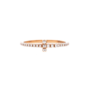 Tiffany & Co. T Wire Band Ring 18K Rose Gold with Pave Diamonds