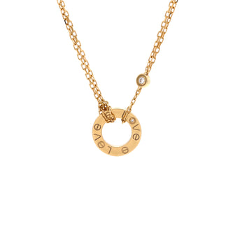 Cartier 2 Diamonds Love Pendant Necklace 18K Yellow Gold and Diamonds