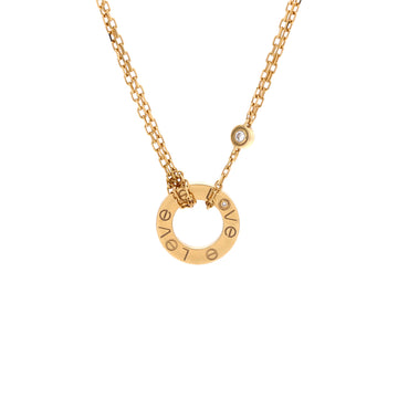 Cartier 2 Diamonds Love Pendant Necklace 18K Yellow Gold and Diamonds