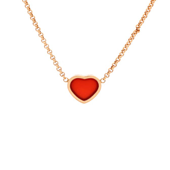 Chopard My Happy Hearts Pendant Necklace 18K Rose Gold with Carnelian