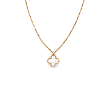 Van Cleef & Arpels Sweet Alhambra Pendant Necklace 18K Yellow Gold and Mother of Pearl