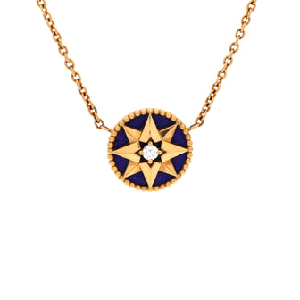 Christian Dior Rose des Vents Pendant Necklace 18K Yellow Gold with Diamond and Lapis Lazuli