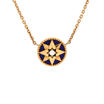 Christian Dior Rose des Vents Pendant Necklace 18K Yellow Gold with Diamond and Lapis Lazuli