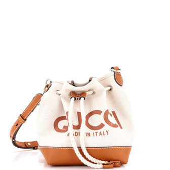 Gucci Logo Bucket Bag Printed Canvas