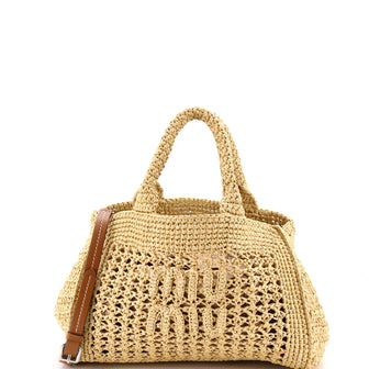 Miu Miu Convertible Open Tote Crochet Raffia