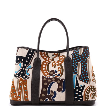 Hermes Electrique Garden Party Tote Printed Toile and Leather 36