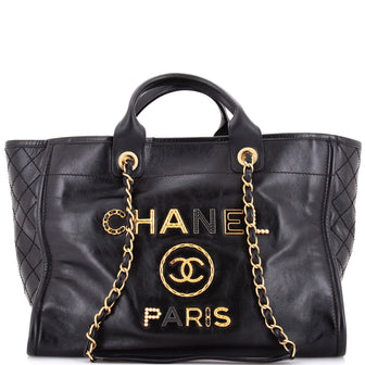 Chanel Deauville Tote Embellished Shiny Calfskin Medium