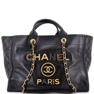 Chanel Deauville Tote Embellished Shiny Calfskin Medium