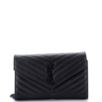 Saint Laurent Classic Monogram Wallet on Chain Matelasse Chevron Leather Medium
