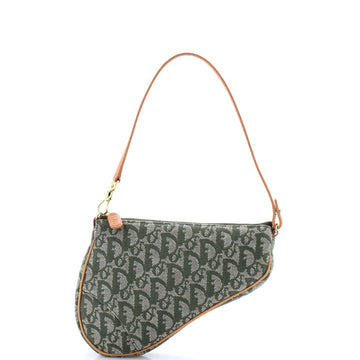 Christian Dior Vintage Saddle Bag Diorissimo Canvas Mini