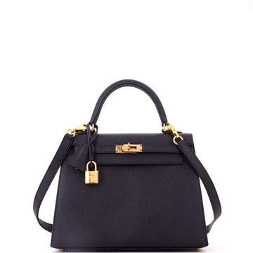 Hermes Kelly Handbag Noir Epsom with Gold Hardware 25