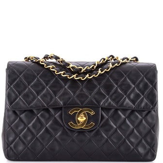 Chanel Vintage Classic Single Flap Bag Quilted Lambskin Maxi