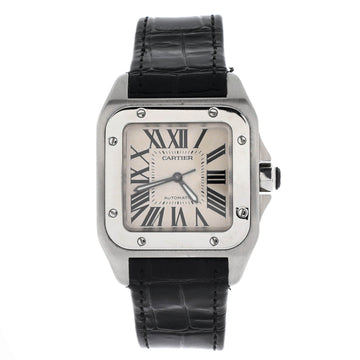 Cartier Santos 100 Automatic Watch Stainless Steel and Alligator 33
