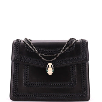 Bvlgari Serpenti Forever Square Shoulder Bag Plisse Leather Medium