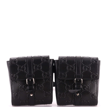 Gucci Double Belt Bag GG Embossed Perforated Leather