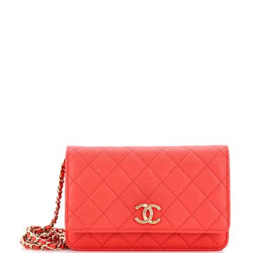 Chanel Textured CC Wallet on Chain Quilted Caviar
