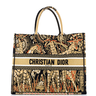 Christian Dior Book Tote Embroidered Canvas Large