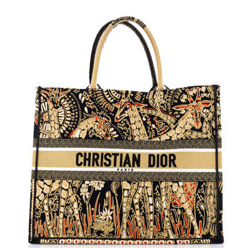 Christian Dior Book Tote Embroidered Canvas Large