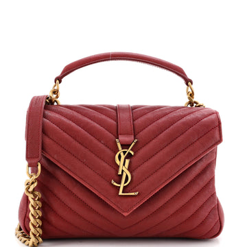 Saint Laurent Classic Monogram College Bag Matelasse Chevron Leather Medium