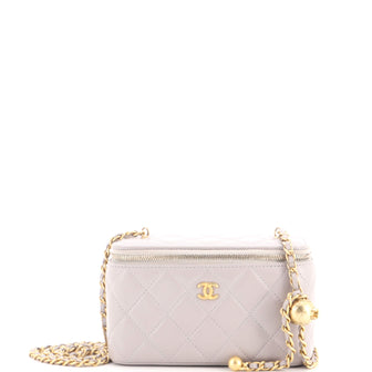 Chanel Pearl Crush Vanity Case with Chain Quilted Lambskin Small