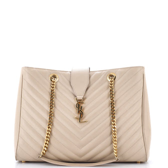 Saint Laurent Classic Monogram Shopper Matelasse Chevron Leather Large