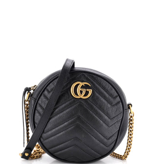 Gucci GG Marmont Round Shoulder Bag Matelasse Leather Mini