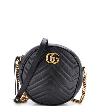 Gucci GG Marmont Round Shoulder Bag Matelasse Leather Mini