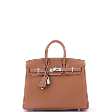 Hermes Birkin Handbag Gold Togo with Palladium Hardware 25