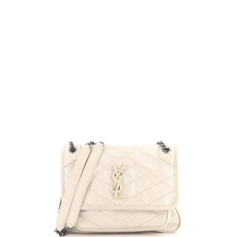 Saint Laurent Niki Chain Flap Bag Matelasse Chevron Leather Baby