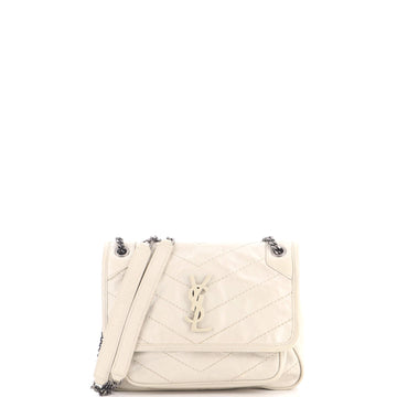 Saint Laurent Niki Chain Flap Bag Matelasse Chevron Leather Baby