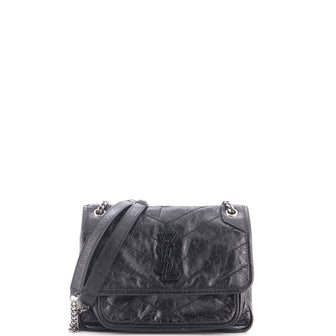 Saint Laurent Niki Chain Flap Bag Matelasse Chevron Leather Baby