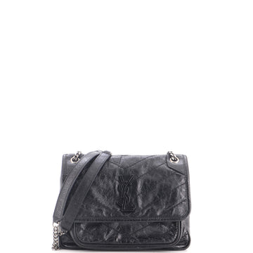 Saint Laurent Niki Chain Flap Bag Matelasse Chevron Leather Baby