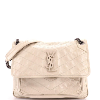 Saint Laurent Niki Chain Flap Bag Matelasse Chevron Leather Medium