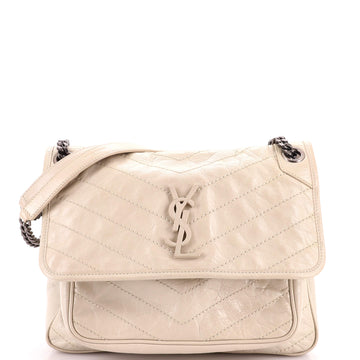 Saint Laurent Niki Chain Flap Bag Matelasse Chevron Leather Medium
