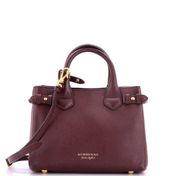Burberry Banner Tote Leather and House Check Canvas Small