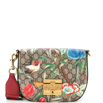 Gucci Padlock Saddle Shoulder Bag Tian Print GG Coated Canvas Medium