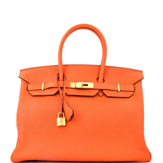 Hermes Birkin Handbag Orange H Togo with Gold Hardware 35