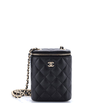 Chanel Vertical Classic Vanity Case with Chain Quilted Caviar Small