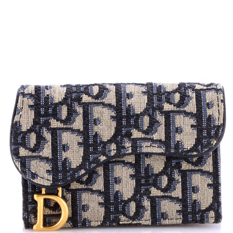 Christian Dior Saddle Card Case Oblique Canvas