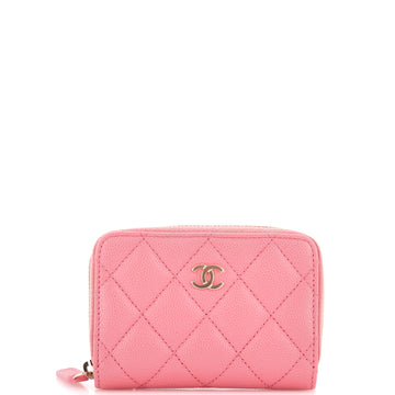 Chanel Classic Zip Around Card Holder Coin Purse Quilted Caviar Small