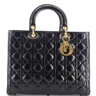 Christian Dior Lady Dior Bag Cannage Quilt Patent Large