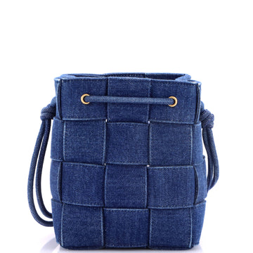 Bottega Veneta Cassette Bucket Bag Maxi Intrecciato Denim Small